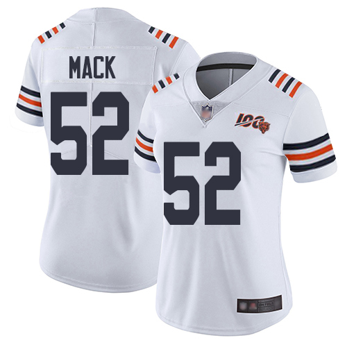 Women Chicago Bears #52 Mack White 100th Anniversary Nike Vapor Untouchable Player NFL Jerseys->youth nfl jersey->Youth Jersey